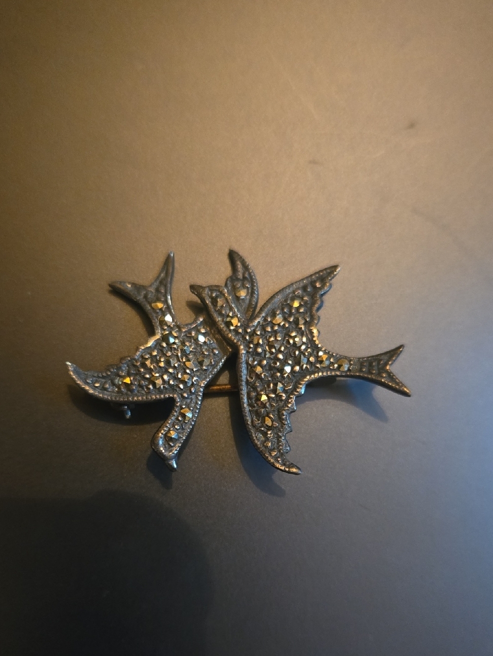 Beautiful Vintage Sterling Silver & Marcasite Bird Pin